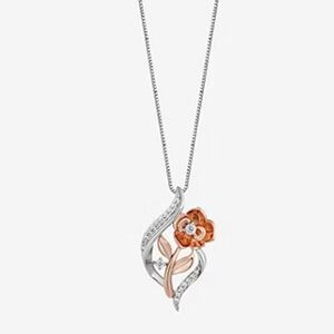 14k Disney Enchanted Rose Belle Diamond Necklace